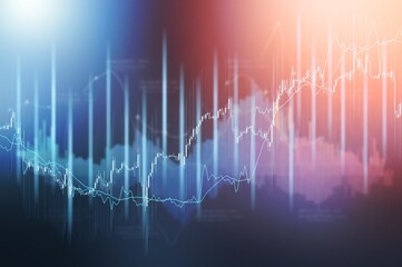 Multi exposure of abstract financial graph background