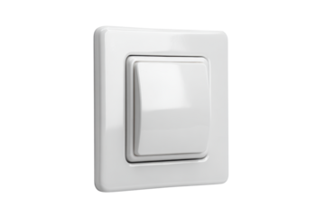 White Wall Light Switch on Transparent Background