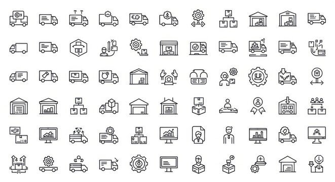 Collection of Delivery and Logistics Icons for Digital Applications