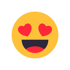 a cute emoji with heart eyes and smiley or smiling face, love emoticon . affection, admiration and happiness. for social media, messages, chatting, communication apps