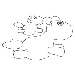 Outline for Coloring of Horse Plush Cute and Funny Toy. Vector Illustration.