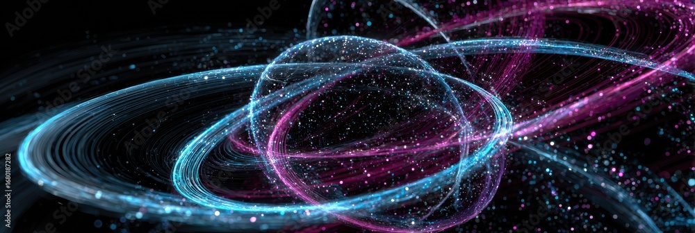 Poster colorful abstract swirls of light and energy in a cosmic setting with vibrant hues representing moti