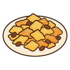 Kaiserschmarrn pancake Austrian food flat color vector illustration template design