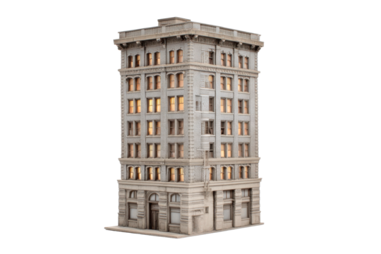 Seven-Story Soft-Toned Multi-Story Building Model