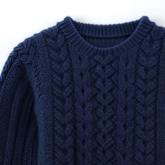 Baby Navy Cable Knit Sweaters Jumper Long Sleeve Loose Casual Pullover Sweater Solid Vintage Unisex Crew neck Colorblock  Knitted Sweater Tops on Isolation White Background.