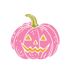 Original illustration featuring Halloween pumpkins, drawn in a minimalist and colorful style. Illustrations for posters, cards, and graphic design.