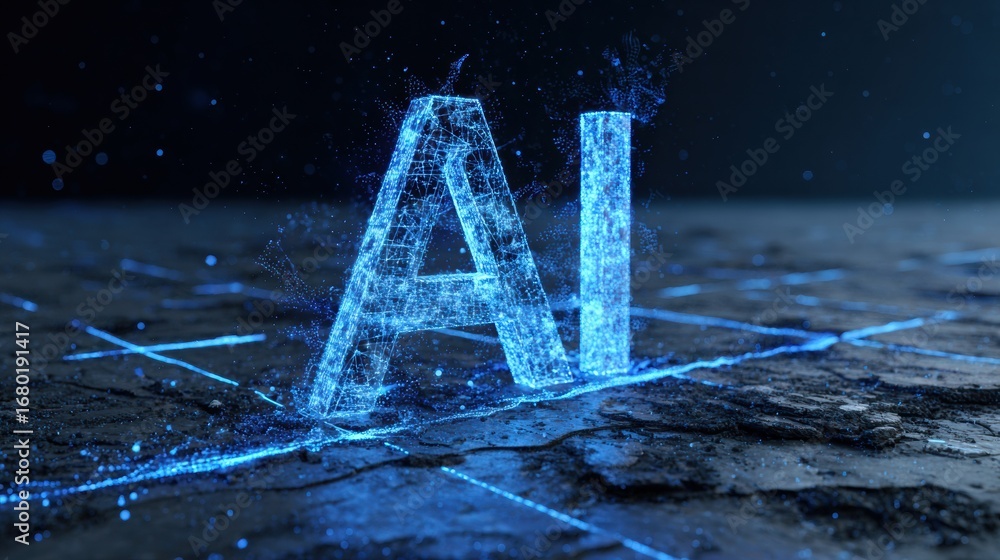 Aufkleber exploring the digital representation of artificial intelligence in a futuristic environment at night