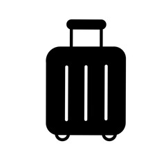 Simple Black Silhouette Wheeled Suitcase Travel Bag Vacation Luggage Icon