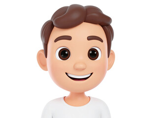 Fototapeta premium 3D Cartoon Rendering of a Smiling Young Man with Brown Hair.