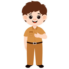 Cartoon Boy in Uniform Illustration