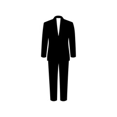 Silhouette of a classic black suit for men on a white background