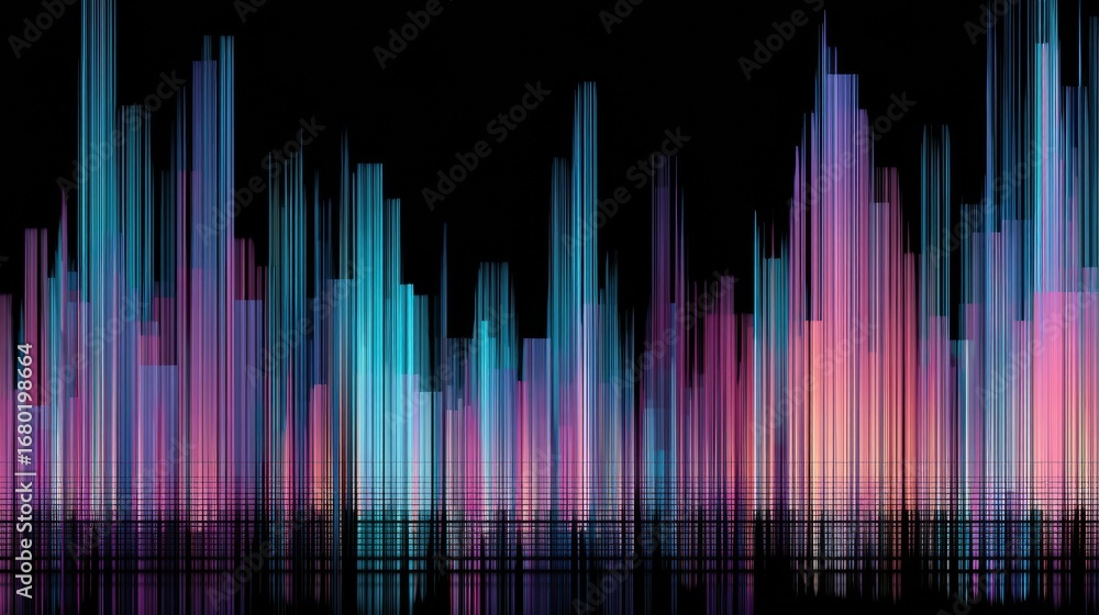 Aufkleber colorful digital sound waves representing audio frequencies in an abstract design with vibrant shade