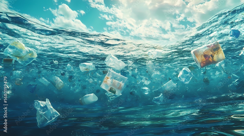 Wall mural ocean cleanup array