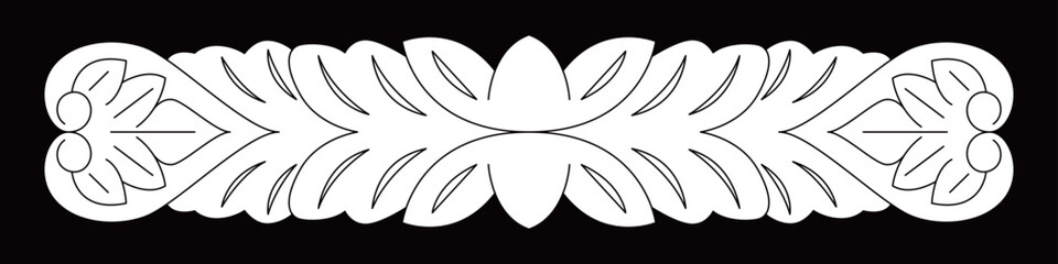 An elegant symmetrical decorative border design displays intricate stylized leaves.