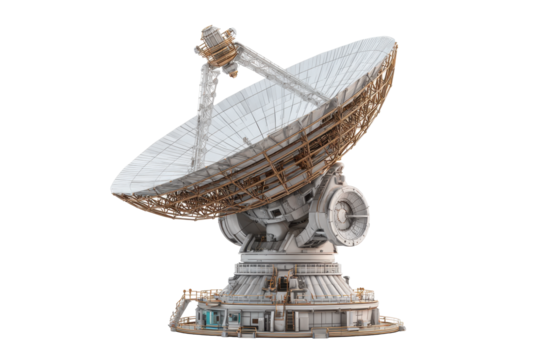 Futuristic Space Radio Dish on Transparent Background