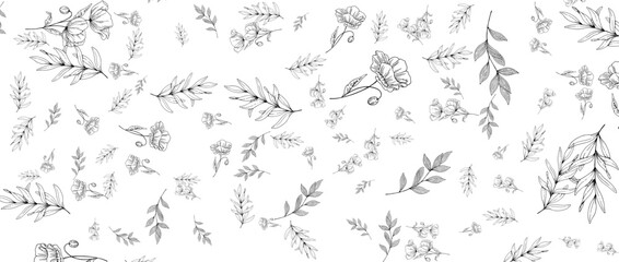 seamless pattern with flower leafs