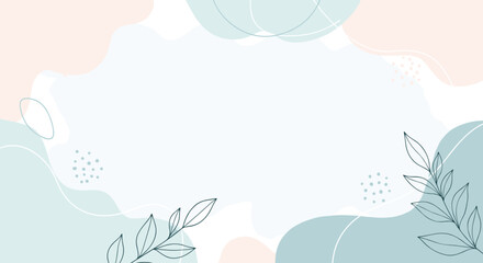 Soft pastel abstract background with delicate leaf outlines and organic shapes, perfect for branding.