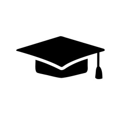 Black graduation cap symbolizing academic achievement and educational success with white background