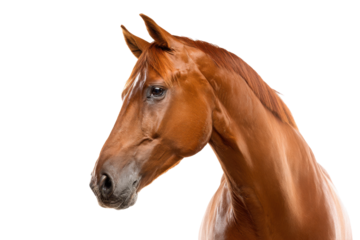 Chestnut Spanish Sport Horse Profile on Transparent Background
