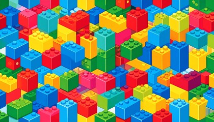 Colorful isometric blocks forming an abstract pattern