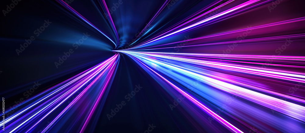 Poster light trail tunnel: a vivid display of light streaks converging in a captivating tunnel effect. it e