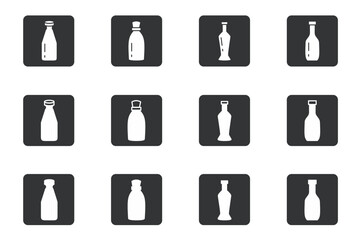 Glass bottle. illustration or icon of a glass bottle in a box. Stock illustration icon vector.