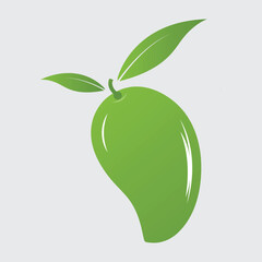 Juicy mango illustration with whole  fruit and label isolated on background