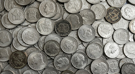 たくさんの銀貨のイメージ AI生成画像