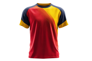 Red and Yellow Sports Jersey Mockup on Transparent Background