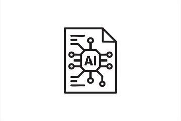 AI File and Digital Processor Icon for Machine Learning Technology