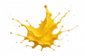 Vibrant yellow paint exploding with kinetic energy, splattering across transparent surface