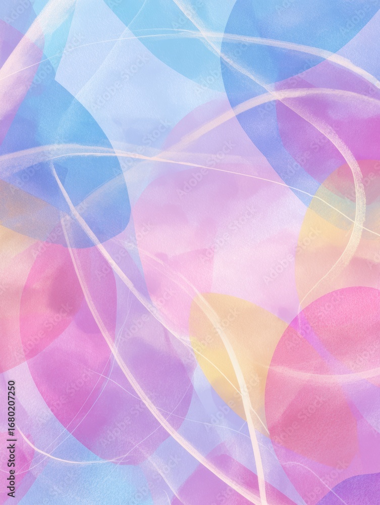 Poster colorful abstract design with soft pastel hues and flowing lines creates a serene atmosphere suitabl