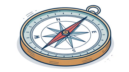 Compass Illustration, Navigation Tool, Direction Finding