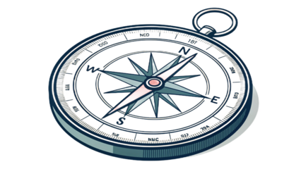 Detailed Illustration of a Classic Compass on Black Background
