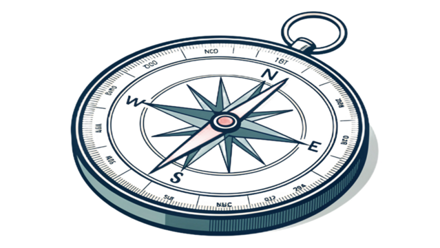 Detailed Illustration of a Classic Compass on Black Background