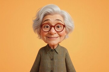 Cartoon elderly woman smiling