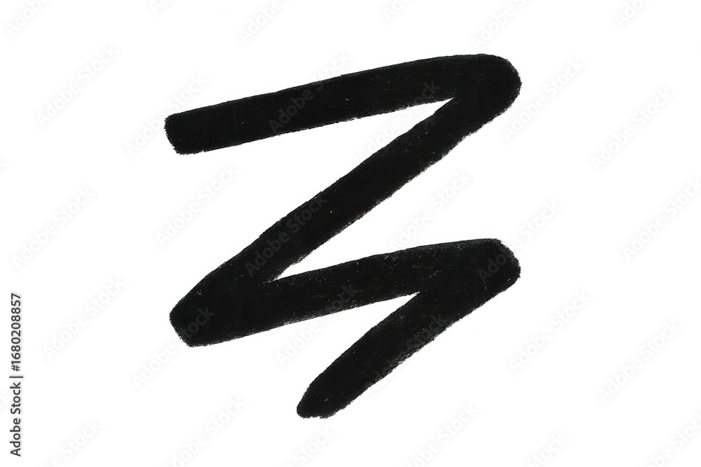 Poster grunge black brush stroke forming angular zigzag pattern against transparent background, conveying r