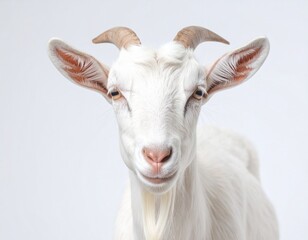 Fototapeta premium Smiling White Goat Portrait