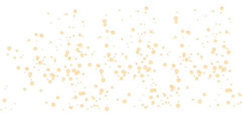 Abstract golden light particles and floating bubbles with a magical glow, forming a festive and elegant bokeh effect on a transparent background for celebrations and luxury design.

