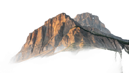 Majestic Mountain Peak Lit by Golden Sunrise on Black Background