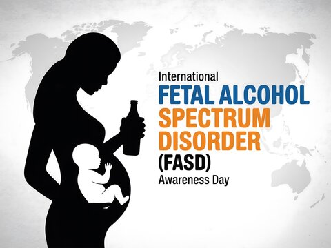 International fetal alcohol spectrum disorder awareness day graphic highlighting the dangers of alcohol consumption during pregnancy