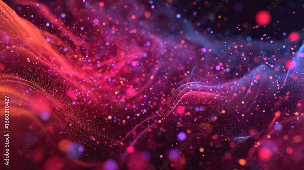 Aufkleber colorful abstract design showcasing vibrant sparkles and fluid waves of light in a dark background c