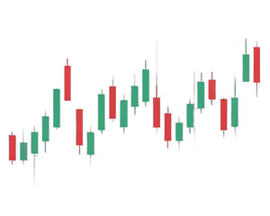 Candlestick chart showing financial market trends upward and downward movement of stock prices transparent background
