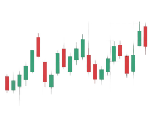 Candlestick chart showing financial market trends upward and downward movement of stock prices transparent background