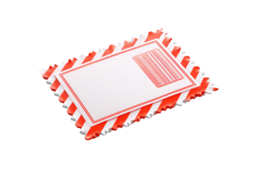 Red Striped Postage Stamp Set with Blank Label