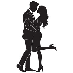 Romantic Silhouette of a Couple in Love