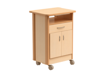 Mobile Wooden Bedside Cabinet on Casters