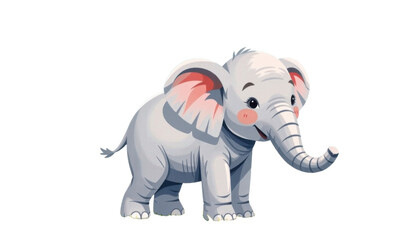 Obraz premium Cute Baby Elephant Cartoon Character Illustration with Big Eyes Friendly Expression for Children's Books and Educational Material