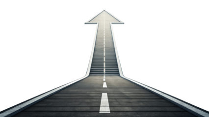 Arrow Road: The Path to Success - Directional Concept with upward-pointing highway on black background.