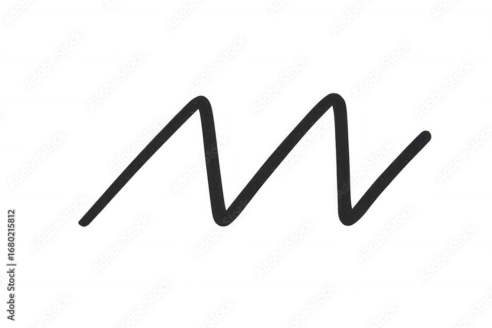 Poster Black zigzag marker stroke creating irregular line, transparent background highlighting graphic scribble element for design enhancement